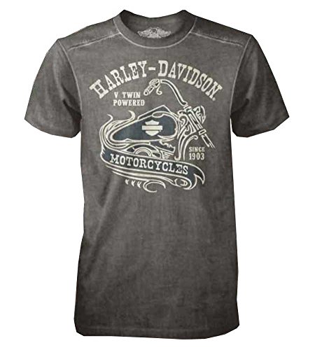 Harley-Davidson Mens Black Label T-Shirt, V-twin Short Sleeve Tee, Gray 30293148