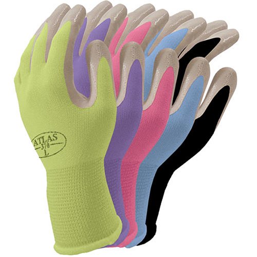 Atlas NT370 Nitrile Garden and Work Gloves, Cornflower Blue, Large