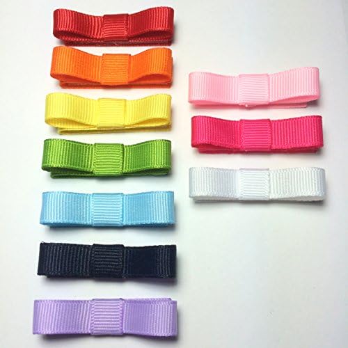 Best Seller - Gift Set of 10 Rainbow Colors Tuxedo Velcro Hair Bows Newborn Infant Toddlers