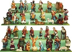 Complete Nativity Set , Sheperds, and Bethlehem Animals - Set Of Three - 4.5" Figurines - 47 Pieces