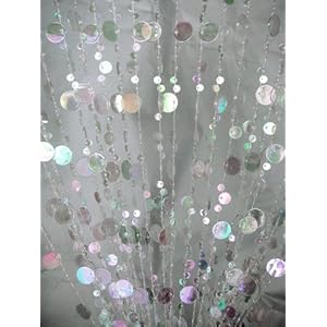 3 ft x 6 ft Bubble Beaded Curtain - Room Divider -Clear Iridescent