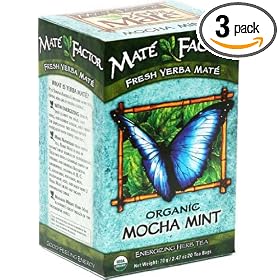 The Mate Factor Yerba Mate Energizing Herb Tea, Mocha Mint , 20 Tea Bags (Pack of 3)