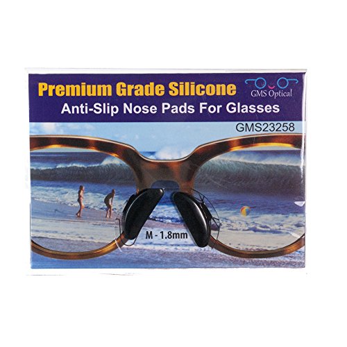 1 Pair Black - 1.8mm X 17mm Non-Slip Nose Pads for EyeGlasses by GMS Optical - Premium Grade Silicone