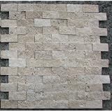 Light 1 X 2 Split Face Travertine Mosaic Tile