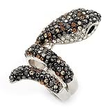 Mesmerizing Swarovski Crystal Snake Ring In Rhodium Plated Metal