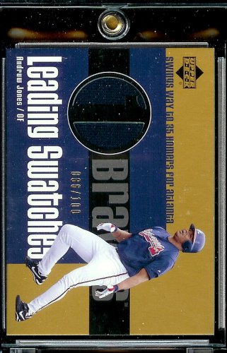 2003 Upper Deck Andruw Jones Leading Swatches Jersey 86/100 Atlanta Braves Baseball Card - Mint Condition - Shipped In Protective Display Case!