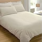 Microfibre Satin Stripe Duvet Cover Set, Cream, Double