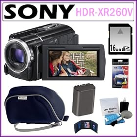 Sony HDR-XR260V HD Handycam 8.9 MP Camcorder with 30x Optical Zoom and 160GB HDD + 16GB SDHC + Sony Case + Replacement Battery Pack + Accessory Kit
