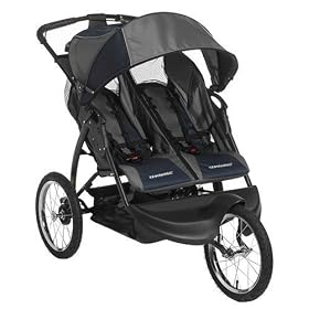 Baby Trend Double Jogger Stroller in Grey and Navy