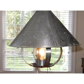 Irvins Punched Tin RARE Birds and Heart Folk Art Hanging Lamp NEW