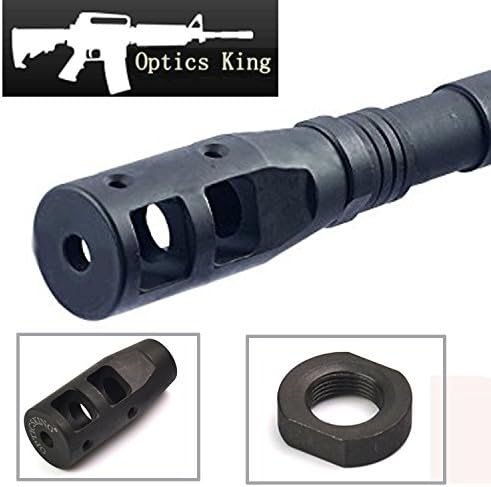 Optics King .223/5.56 Steel Muzzle Brake 1/2x28 Thread+Jam Nut
