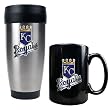 Kansas City Royals MLB Stainless Steel Travel Tumbler & Black Ceramic Mug Set - Primary Logo by Great American Products