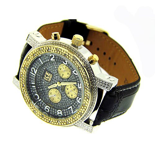 luxury mens Two Tone Iced Out Hip Hop Bling Watch