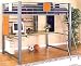 Metal full size loft bed with computer desk