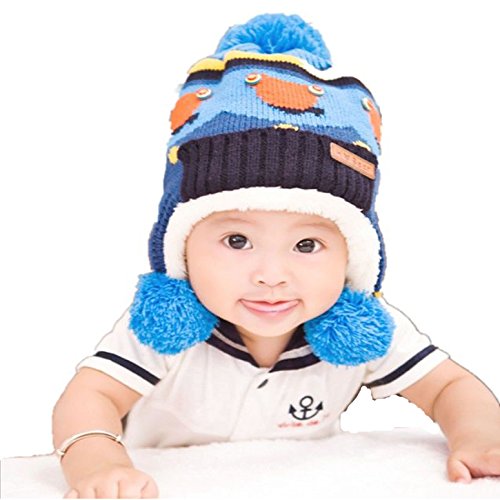Dealzip Inc Cute Blue Unisex Baby Boys Toddler Kids Child Winter Warm Pom-pom Hat Beanie