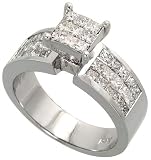 14k White Gold 1/4 (7mm) wide Ring, w/ 1.60 Carats Invisible Diamonds