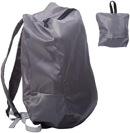 Releaserain Ultra Lightweight Handy Waterproof Gray Folding Backpack Daypack 14L Packable Foldable Portable Bag for Camping Hiking Cycling Trekking Gym Sport Outdoor Beach Shopping Carry On Travel