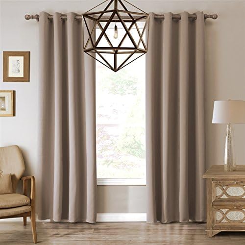 BEIBEITEX Solid Grommet top Thermal Insulated Window Blackout Curtain Living Room/Bedroom Multi Sizes Colors (52’’W×63’’L,Kahaki)