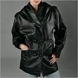 BGSD Women's Double-Breasted Leather Parka Coat - Misses, Petite, Plus