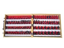 Yukon Tool YTRB100 1/4" Carbide Router Bit Set with Bonus Wooden Case, 100-Pieces