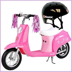 Razor Pocket Mod Sweet Pea Electric Scooter Adult Helmet Bundle
