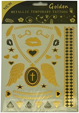 Tattoo Mania Designs®5 Mega Pack Sheets High Quality Temporary Flash Tattoos Black, Silver & Gold Celebrity Style Jewelry and Designs