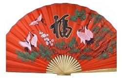 Oriental Feng Shui Wall Fan 35" Crane Birds Fortune FAN