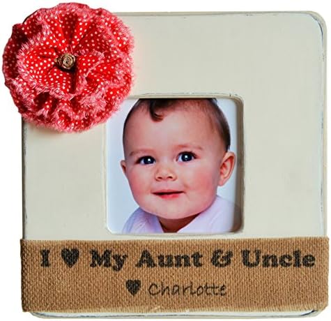 Personalized Baby Picture Frame "I (HEART) My Aunt & Uncle" with Baby Name - Choose Size, Color & Embellishment
