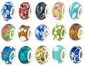 Bundle Monster 50pc Lot Silver Lampwork Murano Glass European Mix Beads - Compatible with Pandora, Biagi, Troll, Chamilia