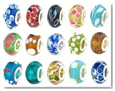 Bundle Monster 50pc Lot Silver Lampwork Murano Glass European Mix Beads - Compatible with Pandora, Biagi, Troll, Chamilia