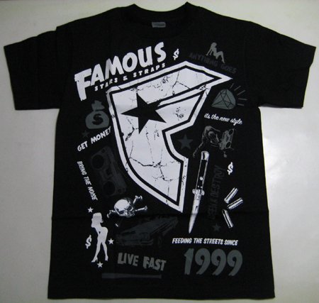 FAMOUS STARS AND STRAPS （フェイマス スターズ アンド ストラップス）／Seek and Destroy（Black W/Multi）Ｔシャツ シーク　アンド　デストロイ ブラック マルチ　Mサイズ