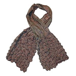 Poly Silk Crushed Effect Scarf With Popcorn Bumps