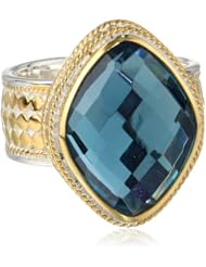 Anna Beck Designs "Gili London Blue Quartz" 18k Gold-Plated Blue Quartz Diamond Cocktail Ring