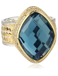 Anna Beck Designs "Gili London Blue Quartz" 18k Gold-Plated Blue Quartz Diamond Cocktail Ring