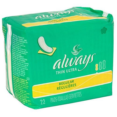Always Ultra Thin Regular Pads, 22-Count Packages (Pack of 6)