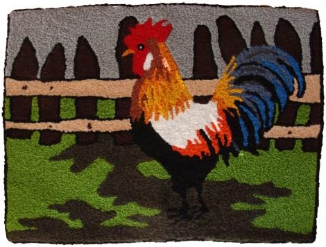 Colorful Rooster Handmade Accent Rug