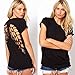 Womens Casual Punk Laser Backless Cut Out Angel Wings Blouse Tops Hollow T-shirt