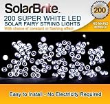 from Solar Brite Solar Brite Deluxe Solar Fairy Lights 200 Super Bright White LED Decorative String, choice of light effect. Ideal for Trees, Gardens, Parties & More...
