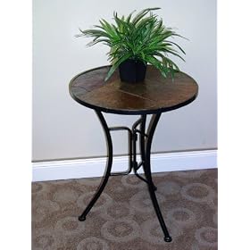 4D Concepts Slate Round Top Coffee Table, Metal/ Slate