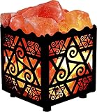 Crystal Decor Natural Himalayan Salt Lamp in Star Design Metal Basket with Dimmable Cord