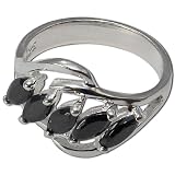 Ring Sterling Silver Black Onyx Gemstone Jewelry US Size 1.75 (rng359)