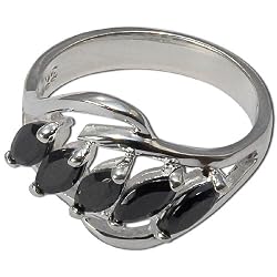 Ring Sterling Silver Black Onyx Gemstone Jewelry US Size 1.75 (rng359)