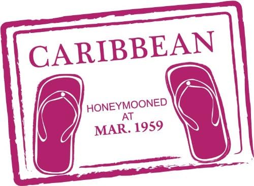 Caribbean Passport Travel Retro Adventure Stamp Car Bumper Sticker Decal 5" x 4"