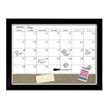Quartet Magnetic Combination Board Calendar, Dry-Erase and Cork, 17 x 23 Inches, Espresso Frame (22476)