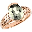 14K Rose Gold Green Amethyst (Prasiolite)and Diamond Ring