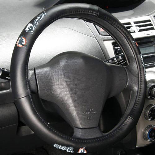 Miami Dolphins Leather Steering Wheel Cover