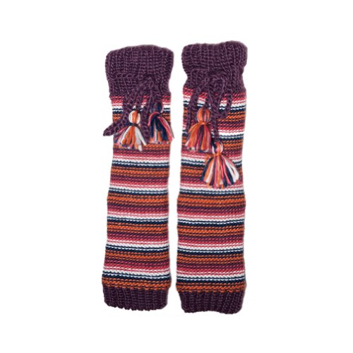 Silly yogi Winter hand knit fleece lined stripe legwarmer