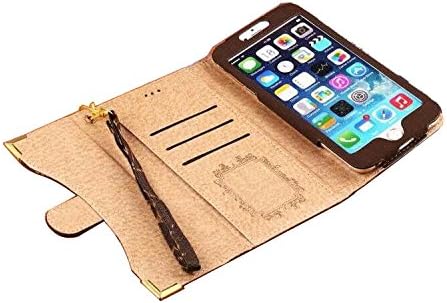 1x Newest style Luxury DELUXE Grid wallet Checker Pattern Flip Cover Leather Case for New APPLE IPHONE plus 5.5" 6 6G LV18 WHITE BROWN BLACK GREY (Brown)