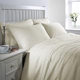 Luxurious 300 TC 100% Cotton Jacquard Single Bed Duvet/Quilt Set Windows Check Design in Ivory