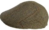 Wool Tweed Ivy Scally Cap Heavy Winter Khaki Fitted Flat Hat - Gold / Khaki / Rust / Blue